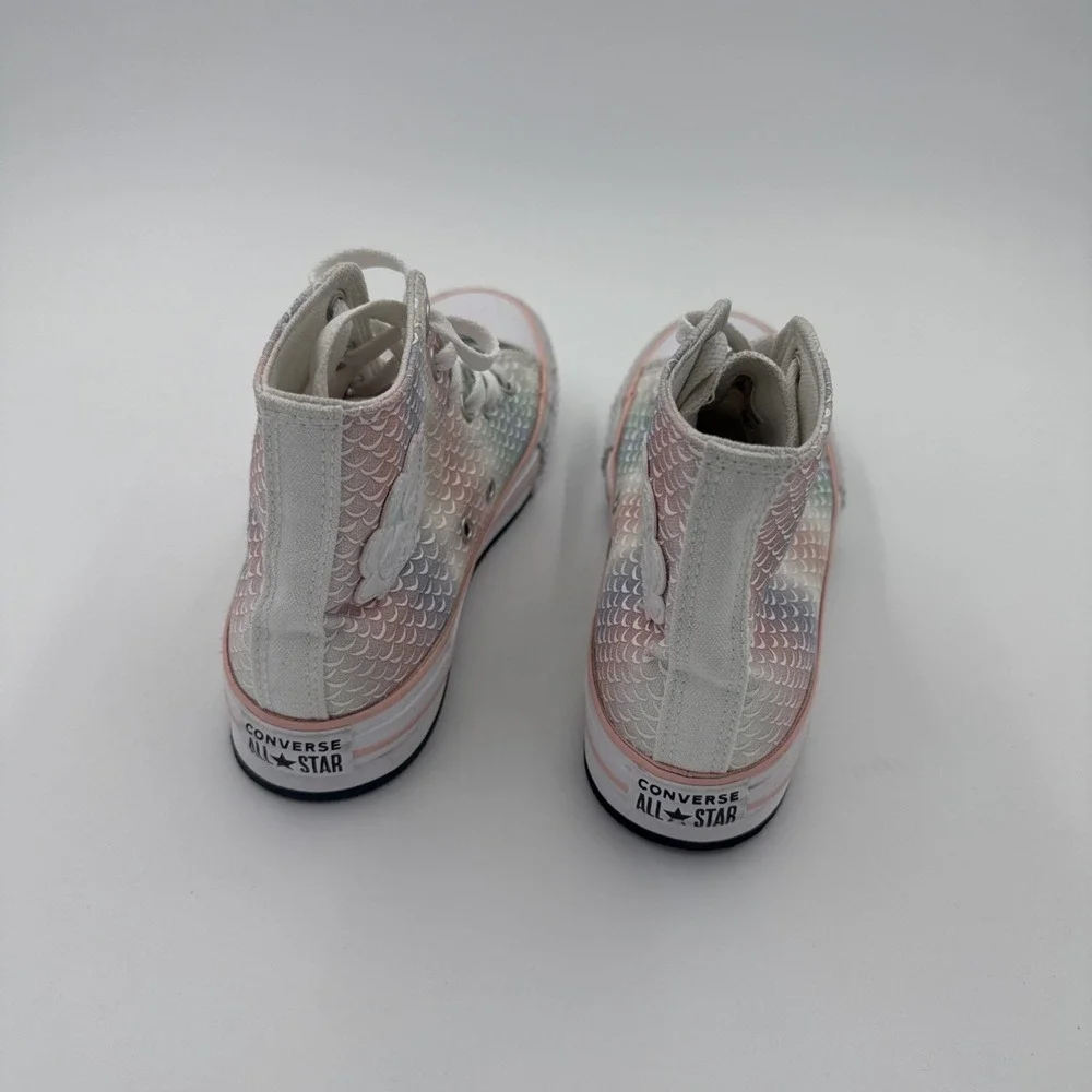 Girls Chuck Taylor All Star Lift Platform Mermaid Scales High Top Sneaker Sz 3